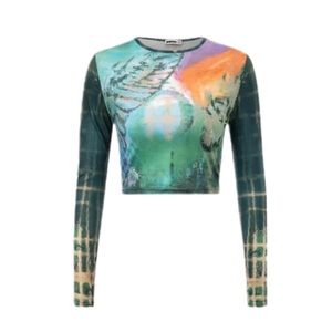 Graphic Long Sleeve Crop Top